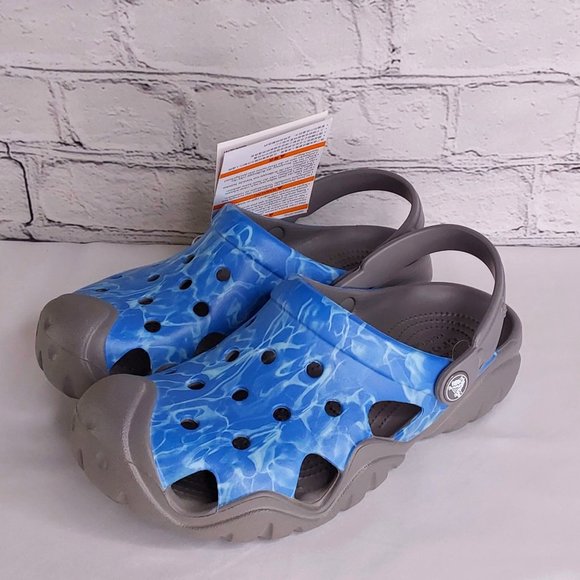 'CROCS' SWIFTWATER GRAPHIC RUGGED CLOG SLIDES - Picture 5 of 16